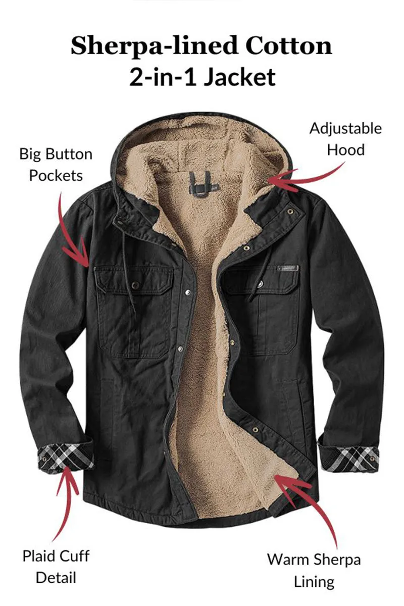 Sherpa-lined Cotton 2-in-1 Jacket