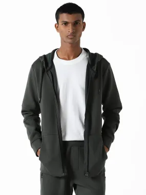 Studiofit Olive Relaxed-Fit Hoodie Jacket