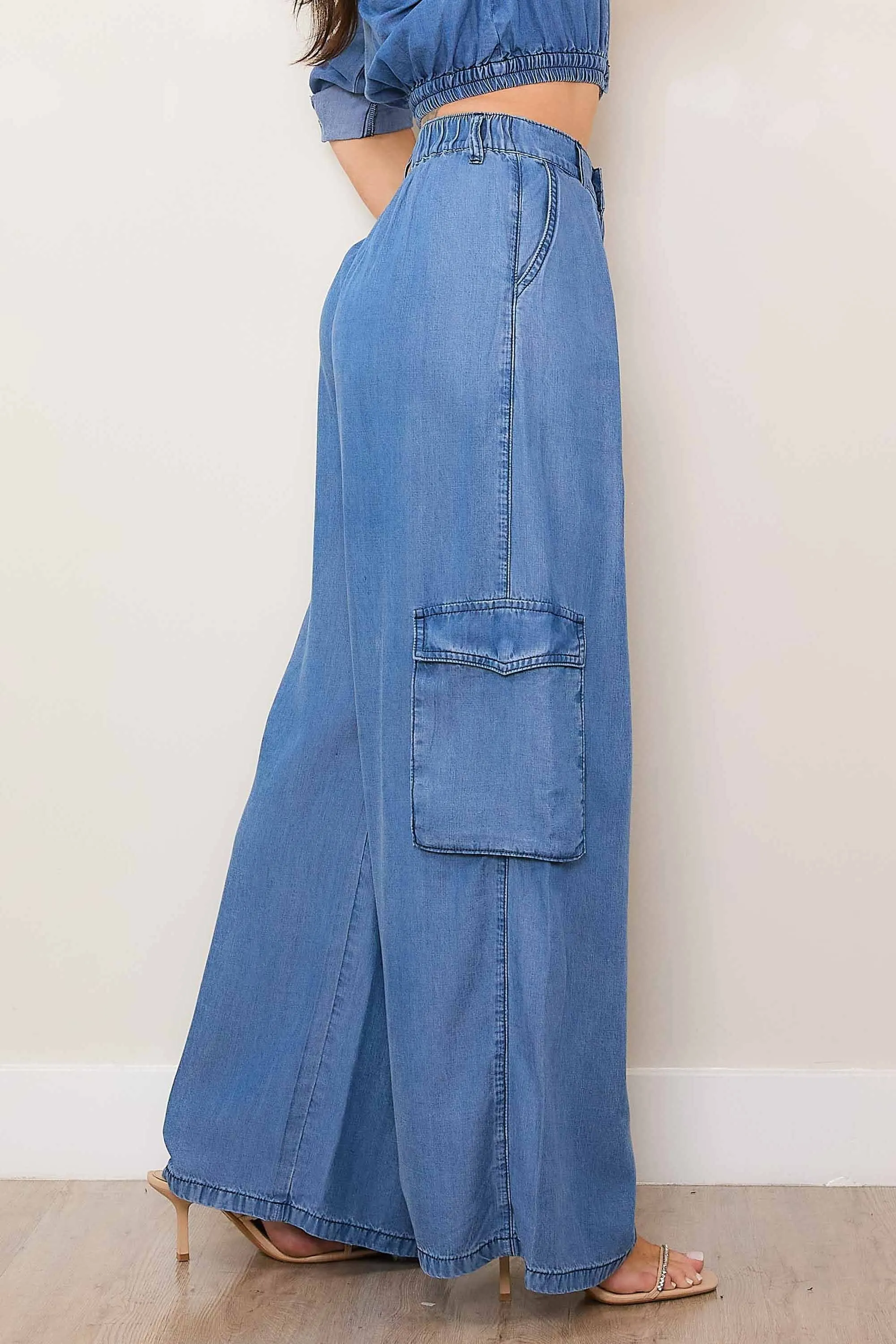 Tencel Wide Cargo Pants