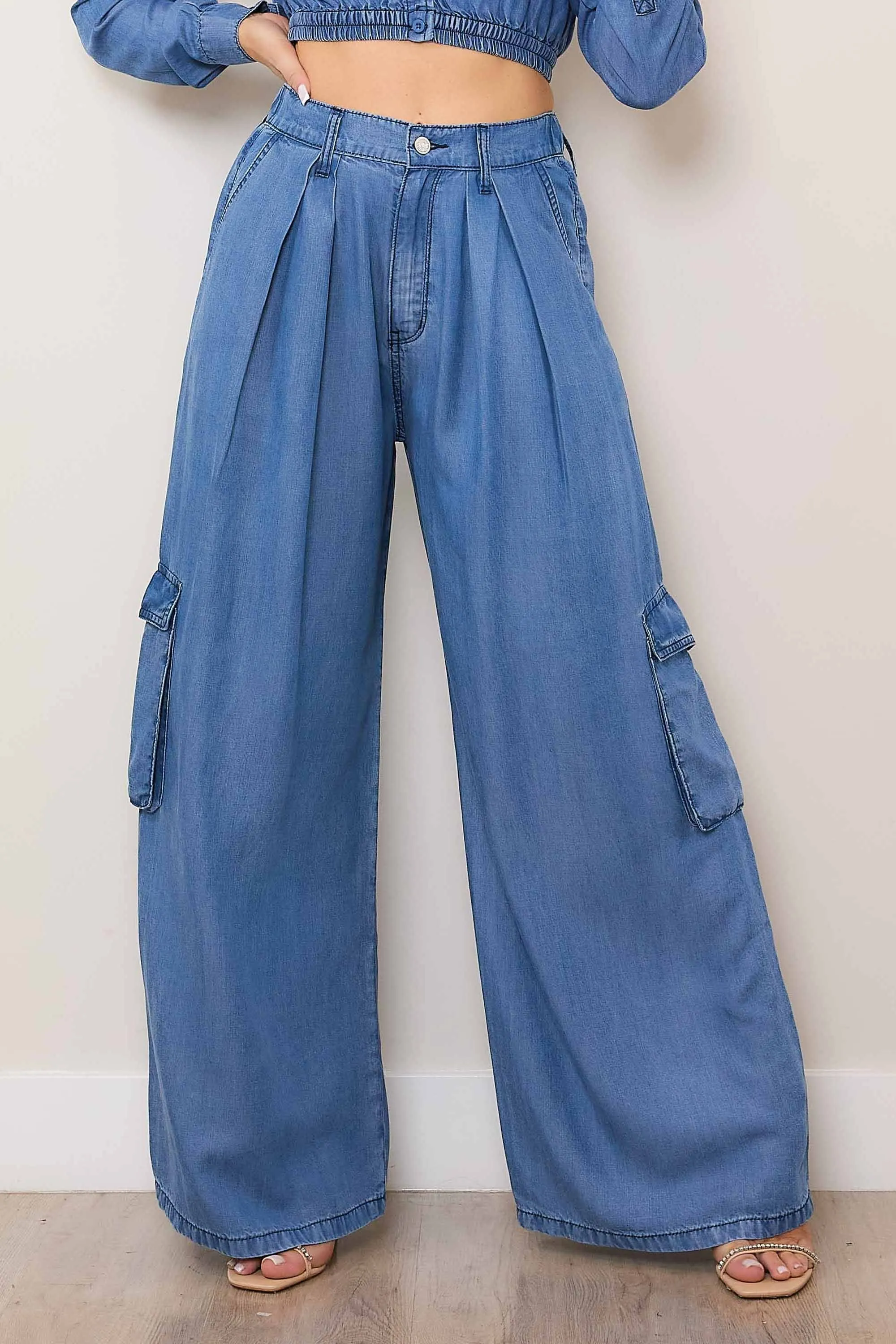 Tencel Wide Cargo Pants