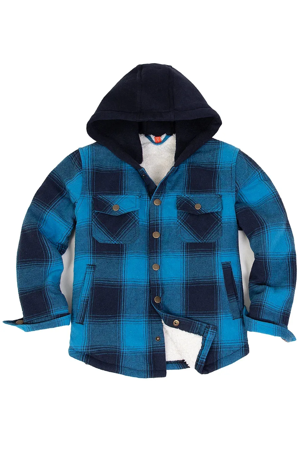 Toddler Boys and Girls Sherpa-Lined Snap Flannel Shirt,Hooded Plaid