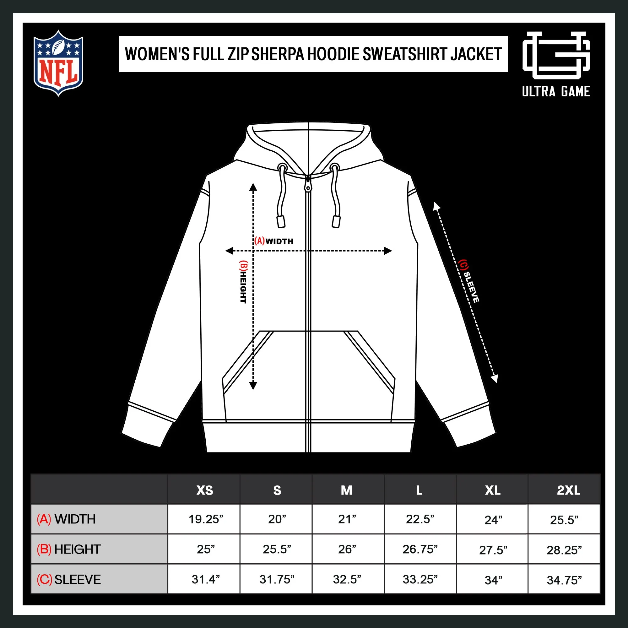 Ultra Game NFL Official Women's Full Zip Super Soft Sherpa Hoodie Sweatshirt Jacket - Warm Fleece Blend, Cincinnati Bengals, Team Color|Cincinnati Bengals