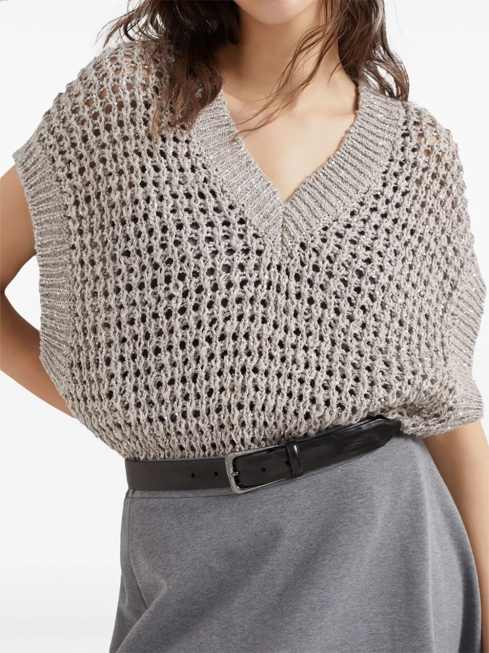 V-neck knitted vest