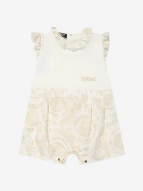 Versace Baby Barocco Logo Romper in Beige