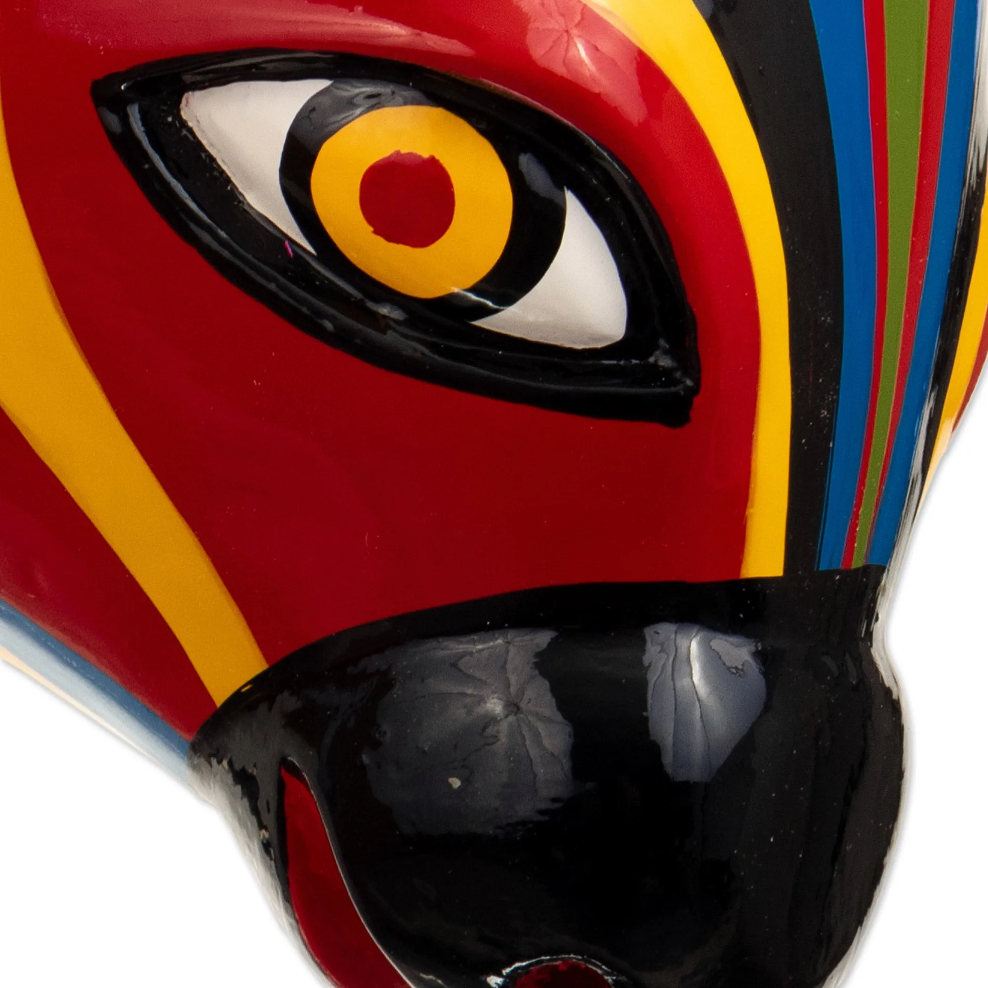 Vibrant Cedar Wood Bull Wall Mask From Colombia - Oneiric Guardian | NOVICA