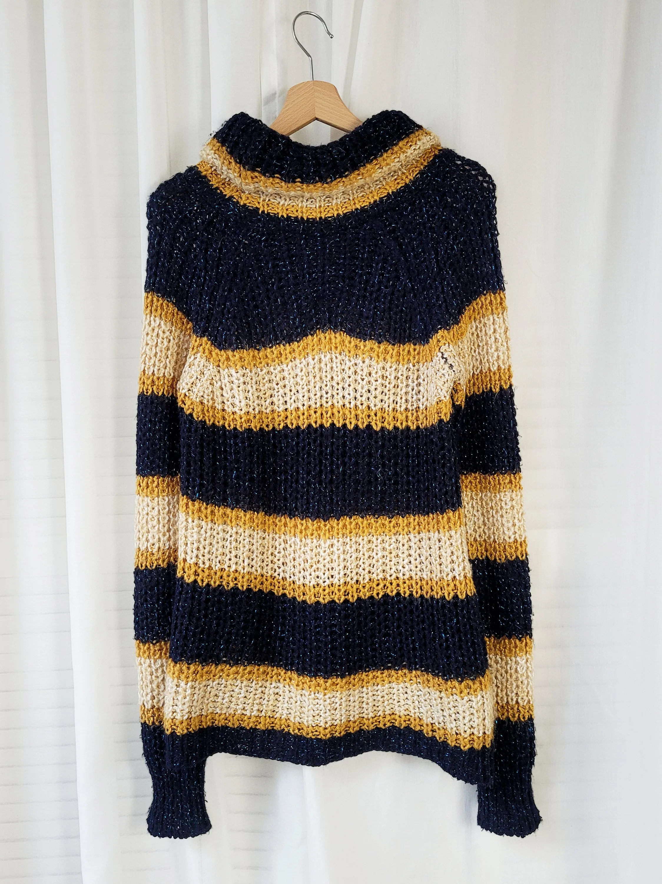 Vintage 90s striped shimmer chunky knitted jumper top