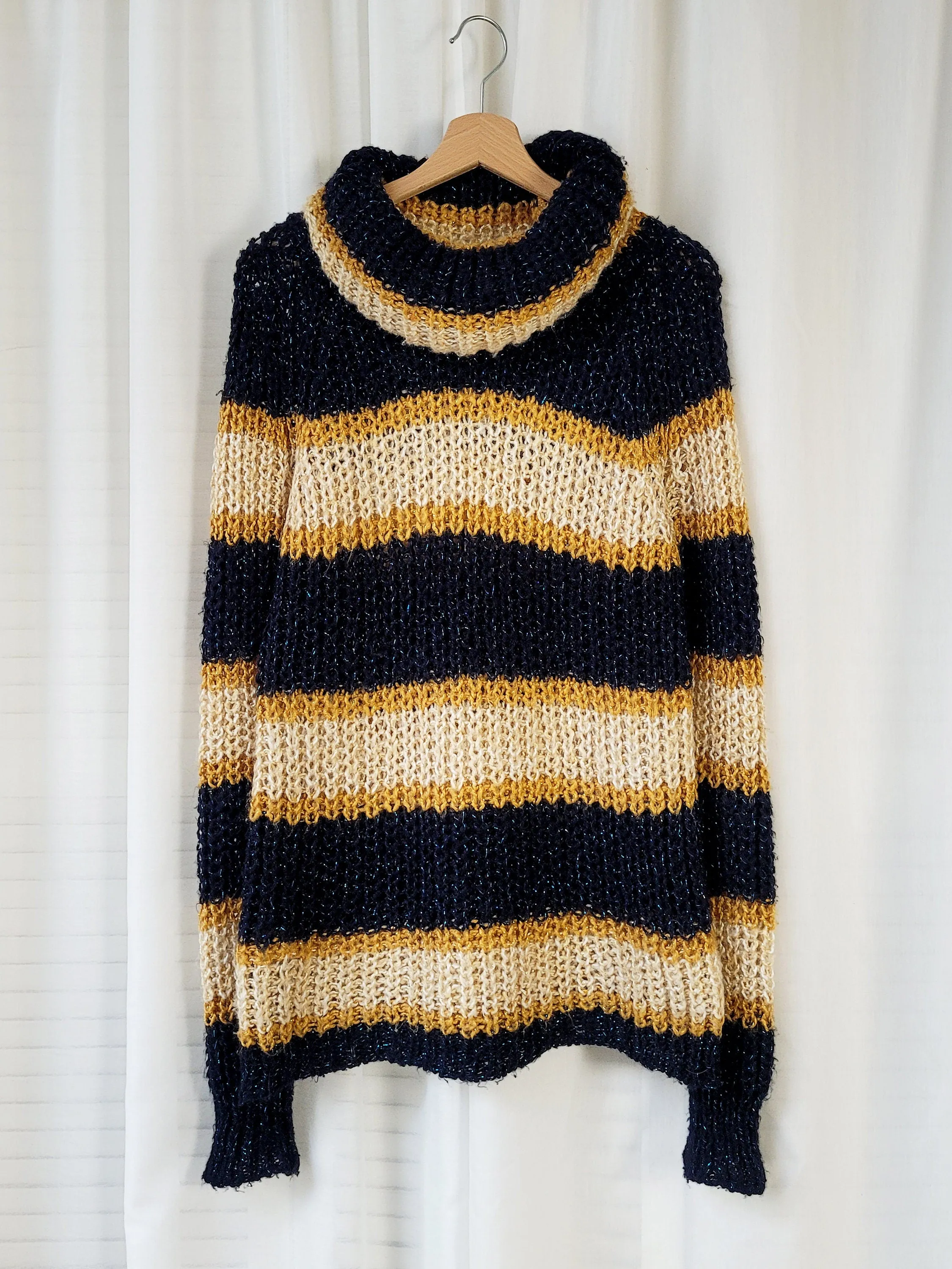 Vintage 90s striped shimmer chunky knitted jumper top