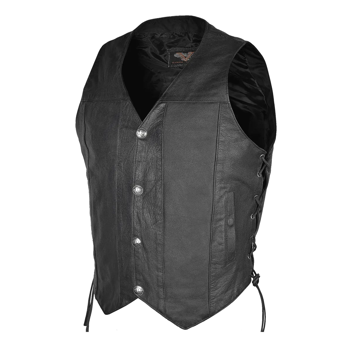 VL907 Vance Leather Premium Cowhide Vest with Buffalo Nickel Snaps and Gun Pocket