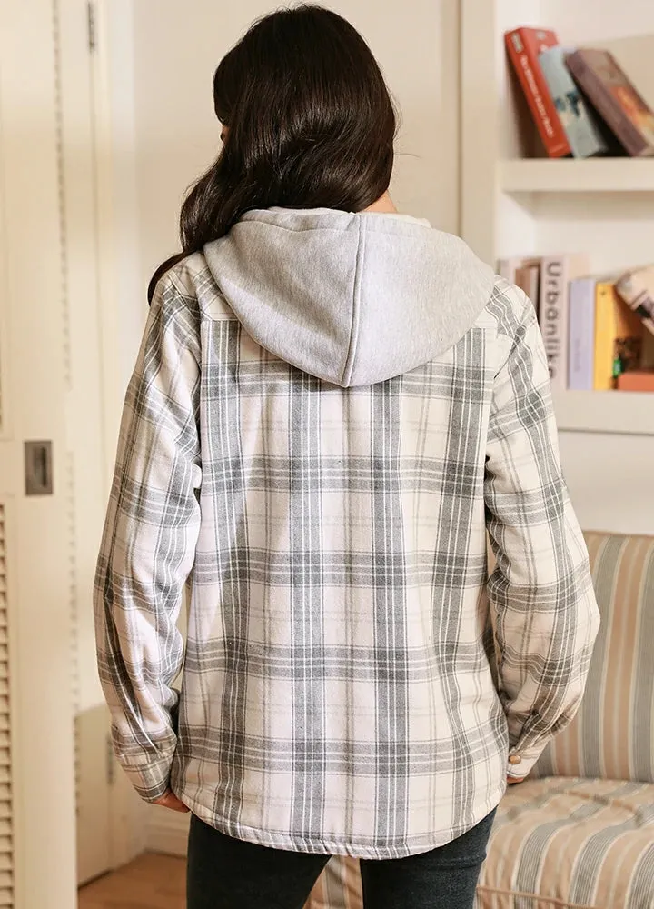 Women's Matching Family Snap Up Flannel Jacket with Hood