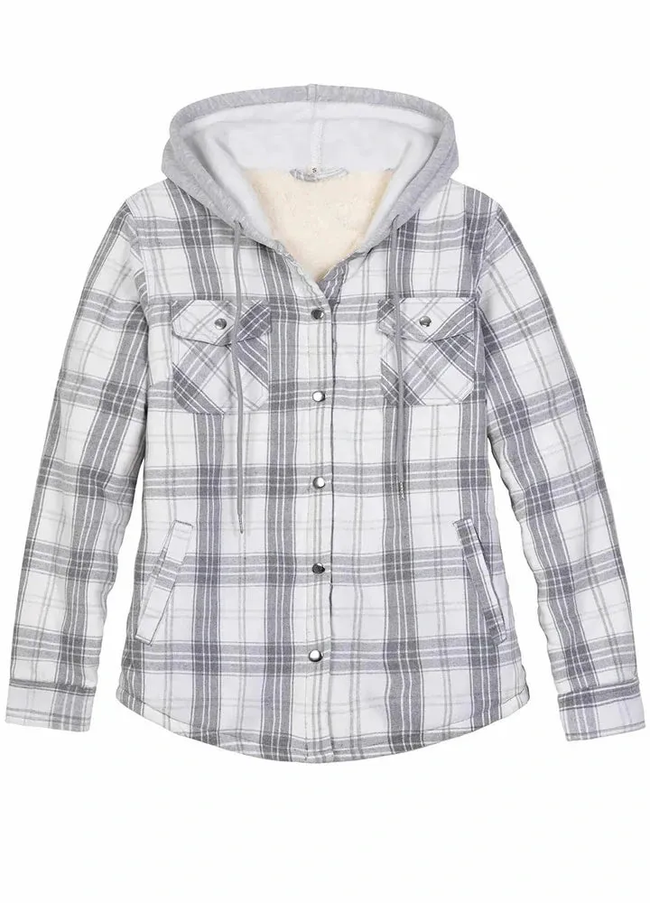 Women's Matching Family Snap Up Flannel Jacket with Hood