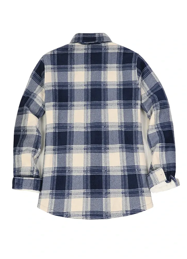 Women's Sherpa Lined Throughout Shirt Jacket Button Up Plaid Jacket